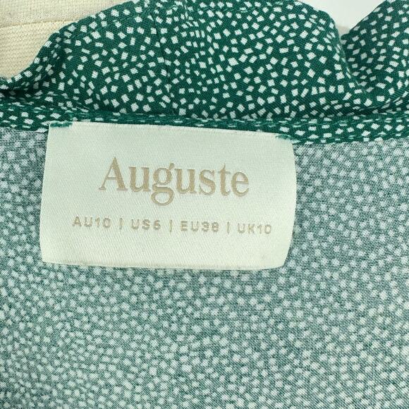 AUGUSTE Diamond Rumba Sleeved Mini Dress Green US 6 Long Sleeve Coquette Fairy - Picture 6 of 14